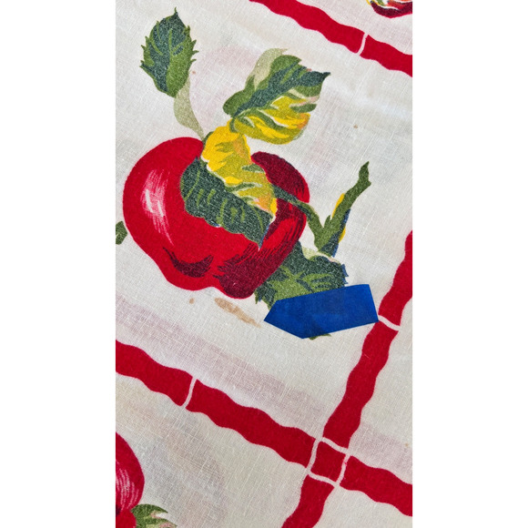 Vintage 50s Red & Yellow Apple Tablecloth 36"x 26" - Picture 6 of 15